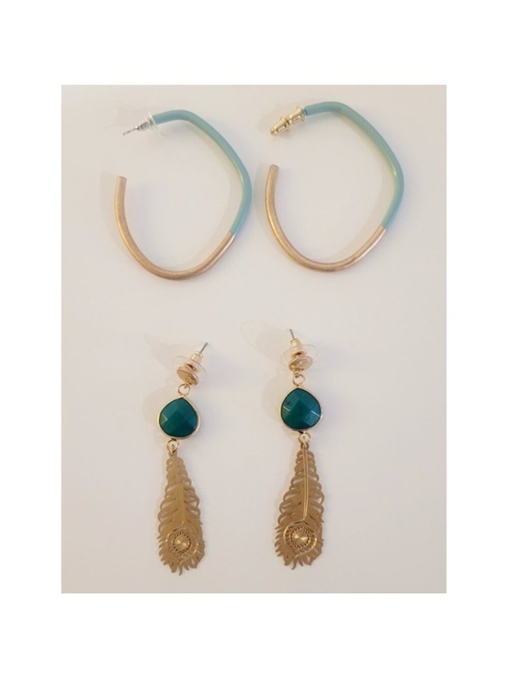 Blue Gold Earring Set Party Fashion Jewelry